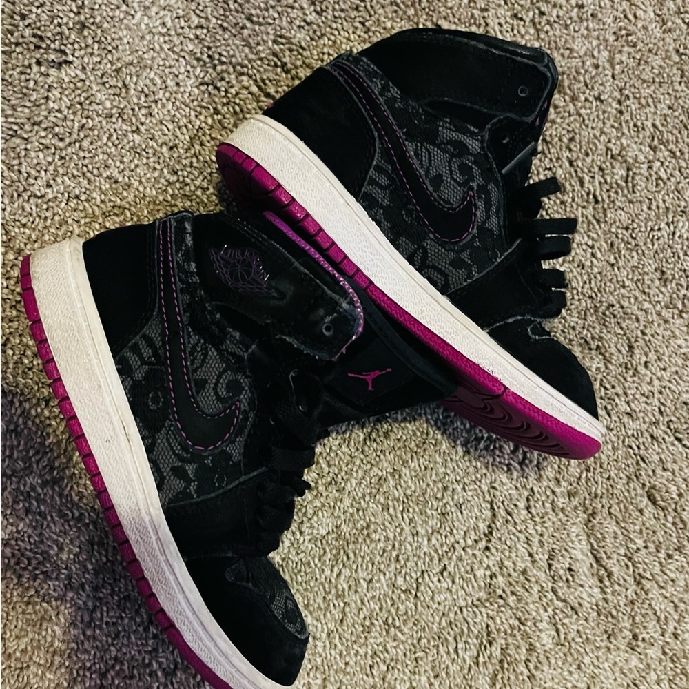 Nike Black and Pink High-Top Sneakers